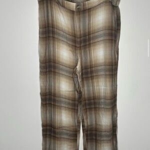 American Eagle Plaid Brown and Cream Pants